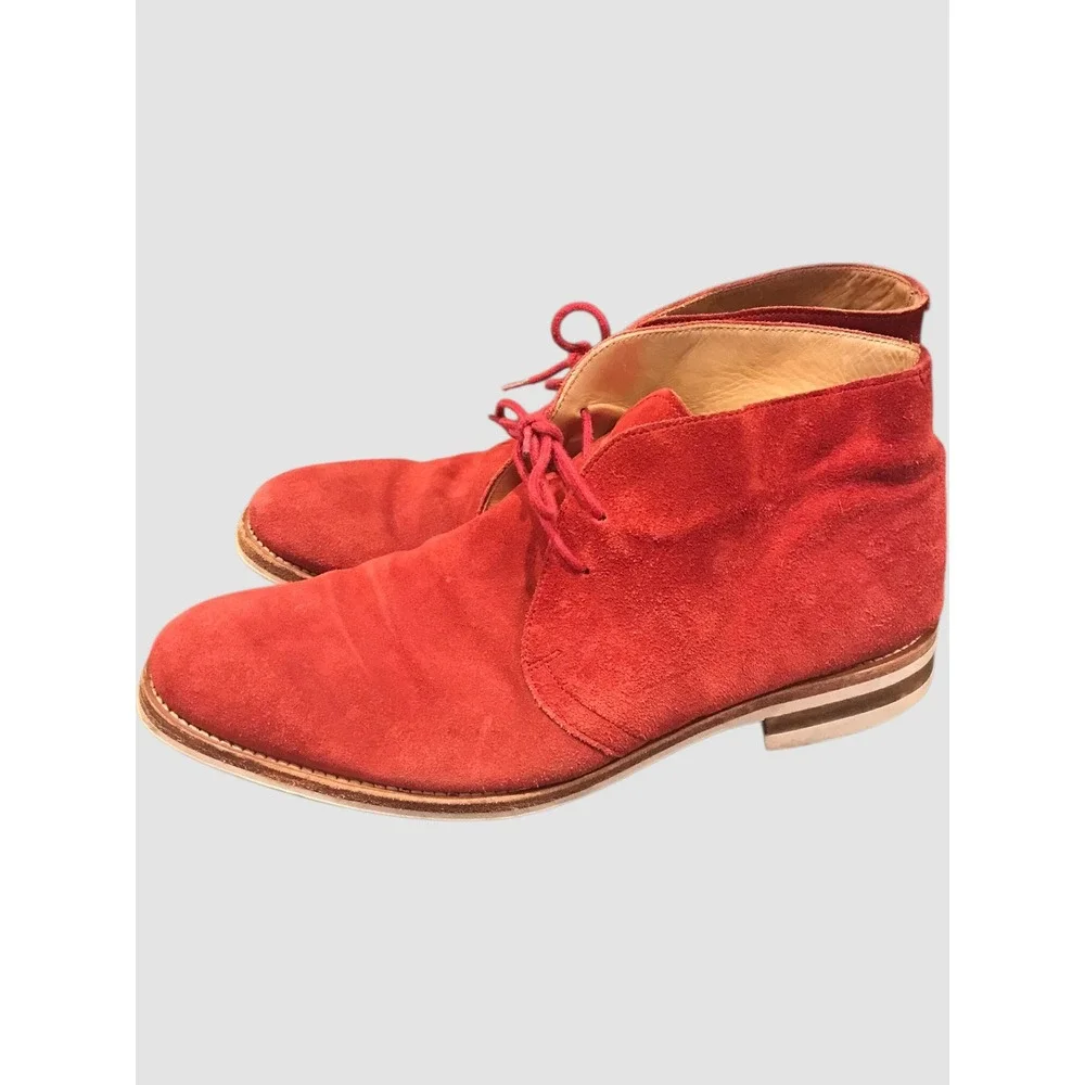 Russell & Bromley Red Suede Chukka Boots Ankle Lace Up Mens Size 9‎
